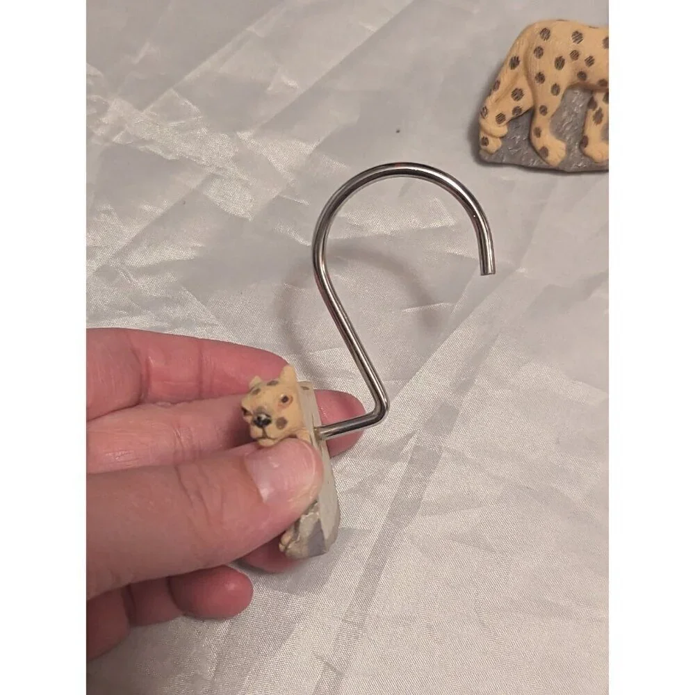 Jungle Safari Animal Shape Leopard Cheetah Shower / Curtain Hooks 12pcs